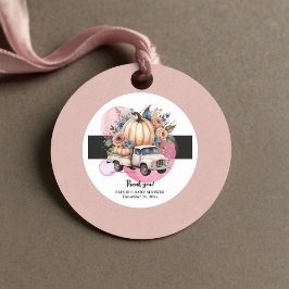 Pumpkin Black Rosa Blommigt Lastbil Baby Shower Gåvor Etiketter
