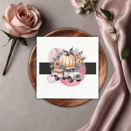 Pumpkin Black Rosa Blommigt Lastbil Baby Shower Pappersservett