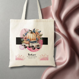 Pumpkin Black Rosa Blommigt Lastbil Baby Shower Tygkasse