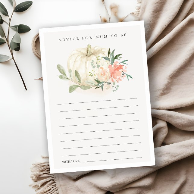 Pumpkin  Blommigt Advice for Morsa Baby Shower Tilläggskort (Skapare uppladdad)