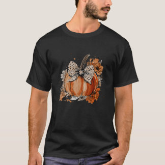 Pumpkin Blommigt Autumn Fall Season Wildblomma T Shirt