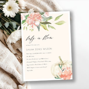 Pumpkin Blommigt Baby i Bloom Shower Inbjudan