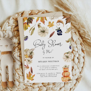 Pumpkin Blommigt Baby Shower by Mail Inbjudningar
