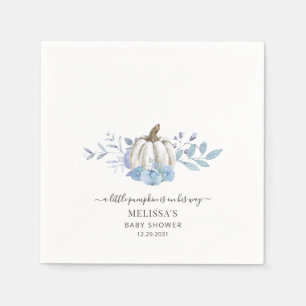 Pumpkin Blommigt Baby Shower Dusty Blue Pappersservett