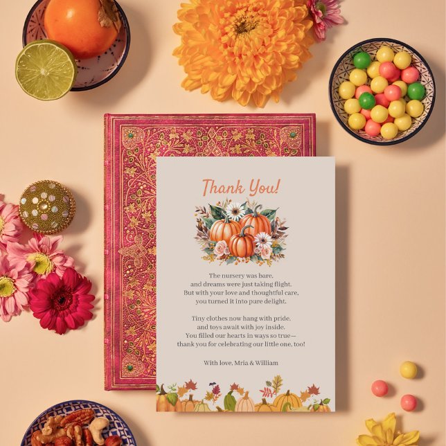 Pumpkin Blommigt Baby Shower - tack för ditt kort (Skapare uppladdad)