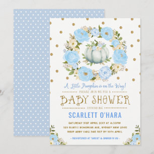 Pumpkin Blommigt Boy Baby Shower i Guld Inbjudningar