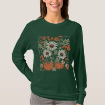 Pumpkin Blommigt Fall Långärmad Shirt