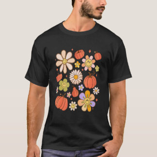 Pumpkin Blommigt Fall-säsongsvikter för hösten T Shirt