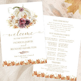 Pumpkin Blommigt Fall Wedding Ceremony Program