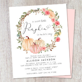 Pumpkin Blommigt Girl Virtuell Baby Shower-inbjuda