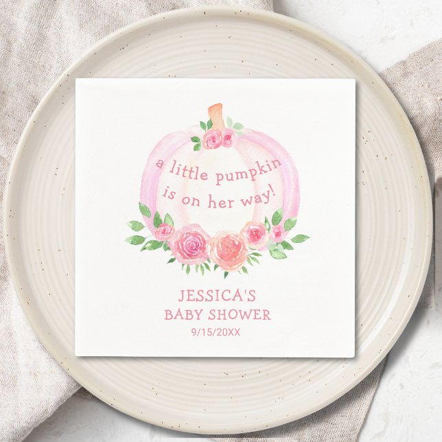 Pumpkin Blommigt Girl's Baby Shower Pappersservett (Skapare uppladdad)