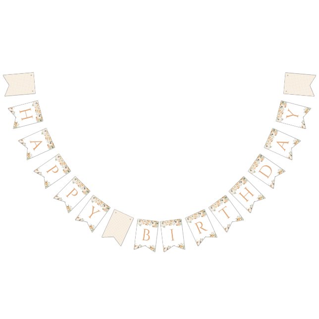 Pumpkin Blommigt Grattis på födelsedagen Banner Vimplar (Alla)