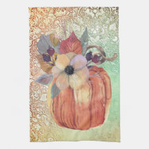 Pumpkin blommigt och snöre fall elegant orange grö