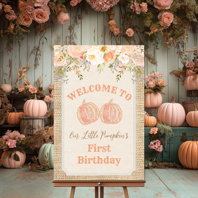 Pumpkin Blommigt Rustic Welcome Sign Poster (Skapare uppladdad)
