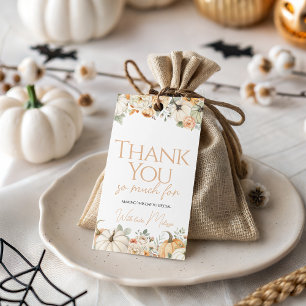 Pumpkin Blommigt Tack Gift-Märkre Presentetikett