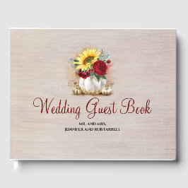 Pumpkin Blommigt Vas Rustic Fall Wedding Gästböcker