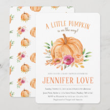Pumpkin Blommigt Watercolor Fall Baby Shower