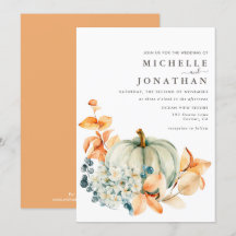 Pumpkin & Blommigts bröllopsinbjudan Höst färger