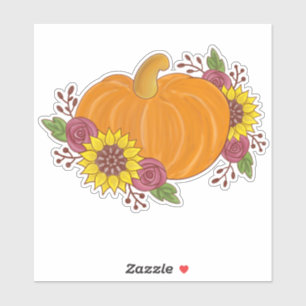 Pumpkin-blommor höstfallande vackert målat klistermärken
