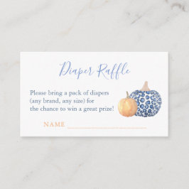 Pumpkin Blue and White Diaper Raffle för djurtryck Tilläggskort