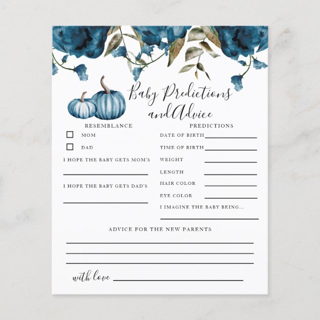 Pumpkin Blue Baby Predictions & Advice Card (Framsida)