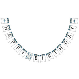 Pumpkin Blue Blommigt Grattis på födelsedagen Part Vimplar