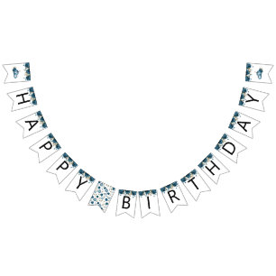 Pumpkin Blue Blommigt Grattis på födelsedagen Part Vimplar