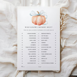 Pumpkin Blue Bow Baby Shower Activity Games