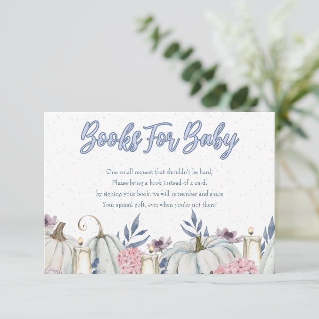 Pumpkin Blue Boy Shower Bokar för Baby Card Inbjudningar (Stående Fram)