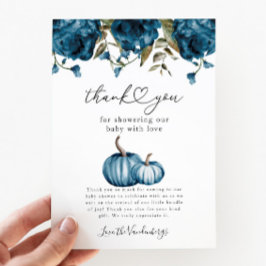 Pumpkin Blue Flower Baby Shower Tack Kort