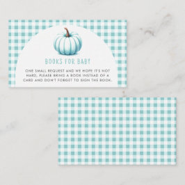 Pumpkin Blue Gingham Play Bokar for Baby Shower Tilläggskort