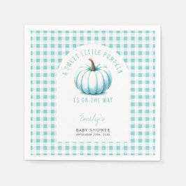 Pumpkin Blue Gingham Play Boy Shower Pappersservett