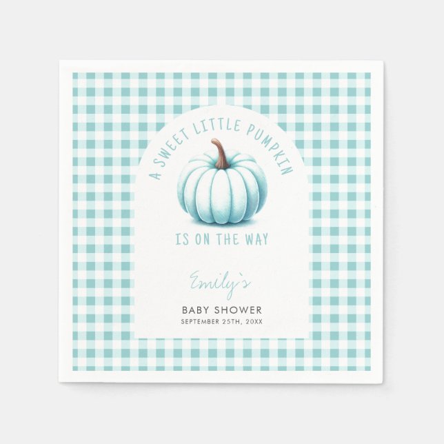 Pumpkin Blue Gingham Play Boy Shower Pappersservett (Framsidan)