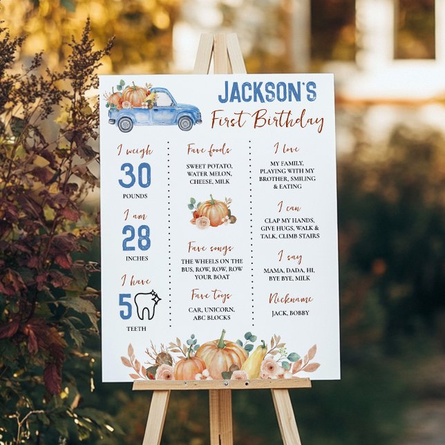 Pumpkin Blue Lastbil 1:a födelsedagsskylt Poster (Skapare uppladdad)