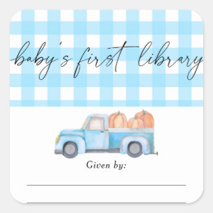 Pumpkin blue lastbil - Baby först bibliotek Fyrkantigt Klistermärke