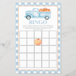 Pumpkin Blue lastbil Baby Shower Bingo Flygblad