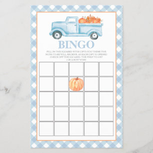 Pumpkin Blue lastbil Baby Shower Bingo Flygblad