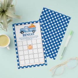 Pumpkin Blue lastbil Baby Shower Bingo Flygblad