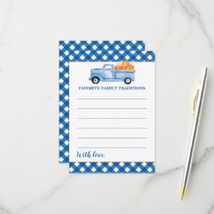 Pumpkin Blue Lastbil Baby Shower Family Traditions OSA Kort