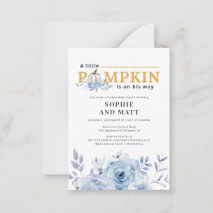 Pumpkin Blue Lilac Botanical Boys Baby Shower Anteckningskort