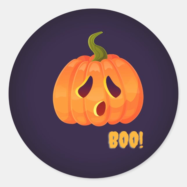 Pumpkin Bo! Runt Klistermärke (Framsida)