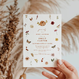 Pumpkin Boho Baby Shower Fall Wildblomma Inbjudningar