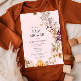Pumpkin Boho Baby Shower-inbjudan för Blommigt Inbjudningar