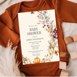 Pumpkin Boho Baby Shower-inbjudan för Blommigt Inbjudningar