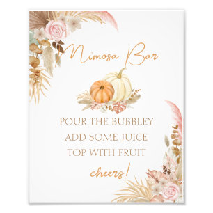 Pumpkin Boho Blommigt Baby Shower Mimosa Pub Poste Fototryck