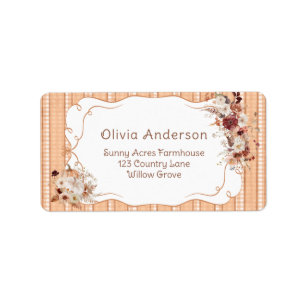 Pumpkin Boho Blommigt Baby Shower Returadress Adressetikett
