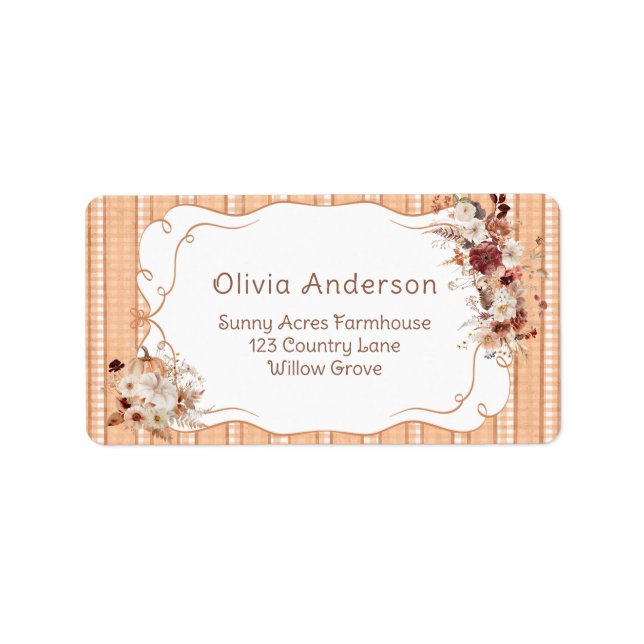 Pumpkin Boho Blommigt Baby Shower Returadress Adressetikett (Framsidan)