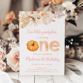 Pumpkin Boho Blommigt Första födelsedagen Inbjudningar