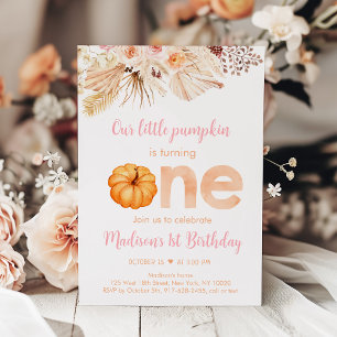 Pumpkin Boho Blommigt Första födelsedagen Inbjudningar