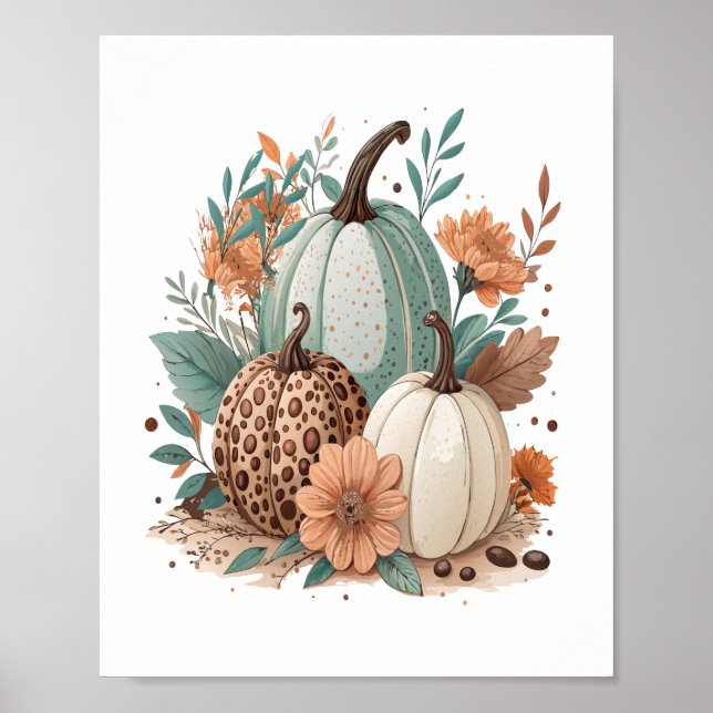 Pumpkin Boho-Blommigt Poster (Framsidan)